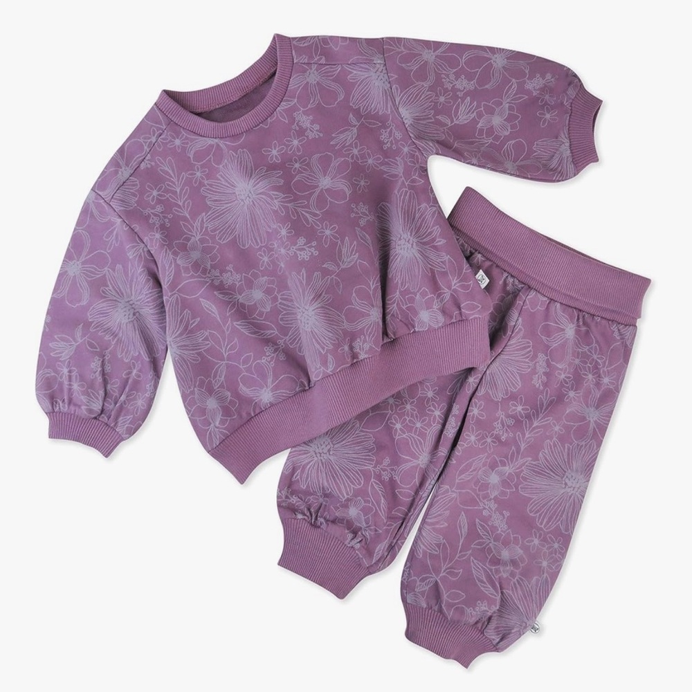 Honest Baby Clothing - Lavender Floral Toddler Matching Set